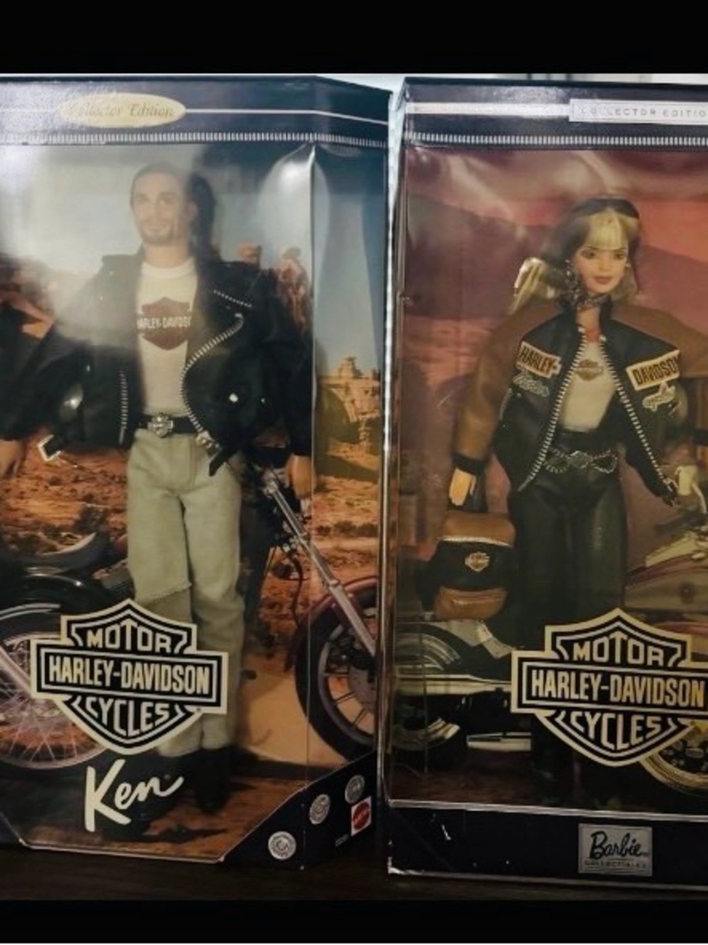 Harley-Davidson Ken & Barbie Doll Set - Black & White Biker Outfits Collectibles